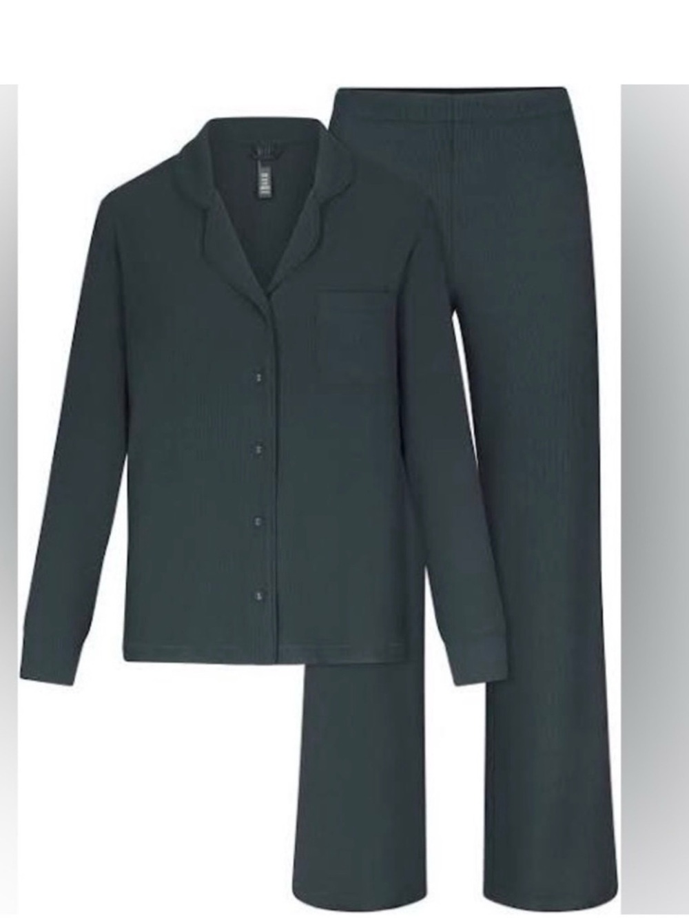 SKIMS RIB Long-Sleeve Button Pajama Set CYPRESS NWOT - Picture 3 of 3